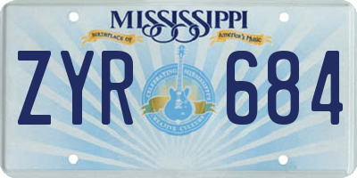 MS license plate ZYR684