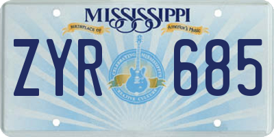 MS license plate ZYR685
