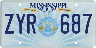 MS license plate ZYR687