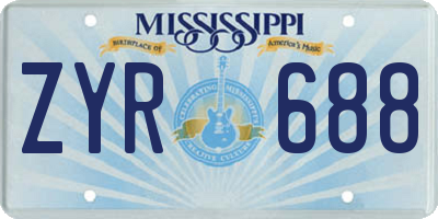 MS license plate ZYR688
