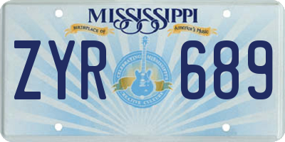 MS license plate ZYR689