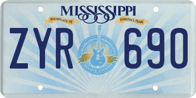 MS license plate ZYR690