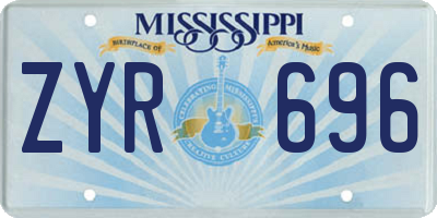 MS license plate ZYR696
