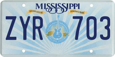 MS license plate ZYR703