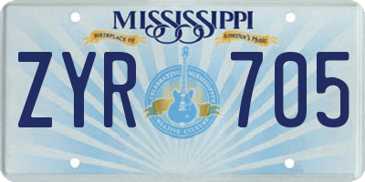 MS license plate ZYR705