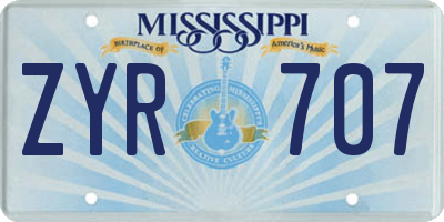 MS license plate ZYR707