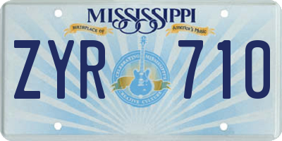 MS license plate ZYR710