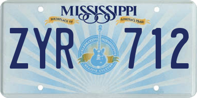 MS license plate ZYR712