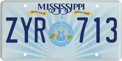 MS license plate ZYR713