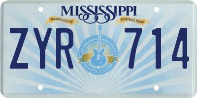 MS license plate ZYR714