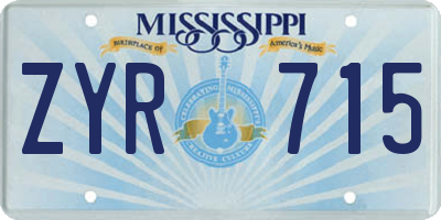 MS license plate ZYR715