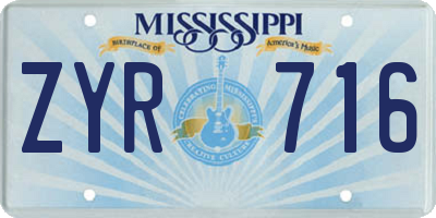 MS license plate ZYR716