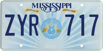 MS license plate ZYR717