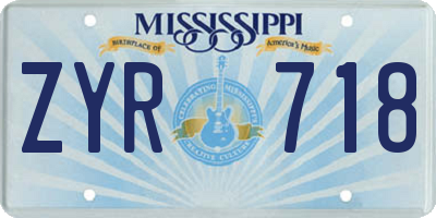MS license plate ZYR718