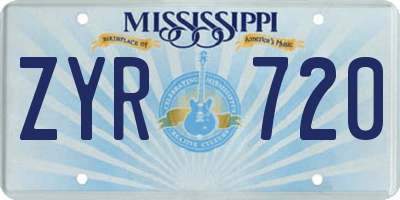 MS license plate ZYR720