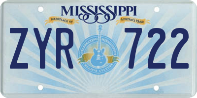 MS license plate ZYR722
