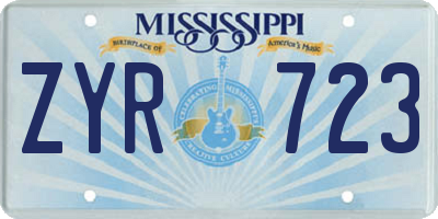 MS license plate ZYR723