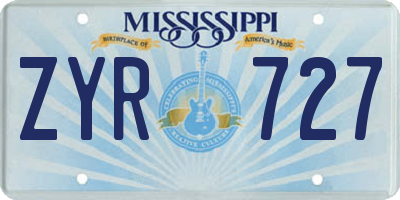 MS license plate ZYR727