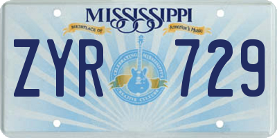 MS license plate ZYR729