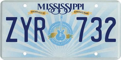 MS license plate ZYR732
