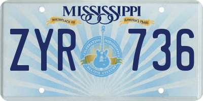 MS license plate ZYR736