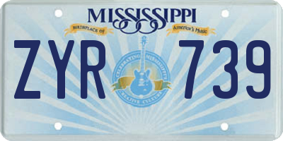 MS license plate ZYR739