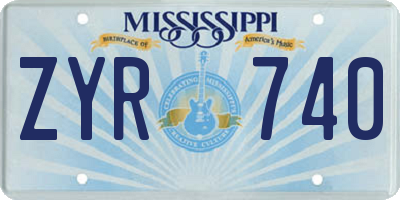 MS license plate ZYR740