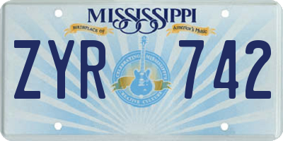 MS license plate ZYR742
