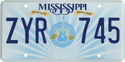 MS license plate ZYR745