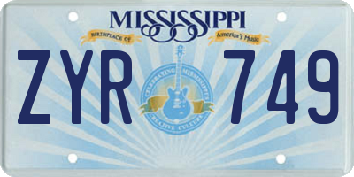 MS license plate ZYR749