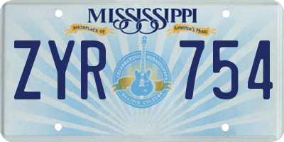 MS license plate ZYR754