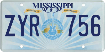MS license plate ZYR756