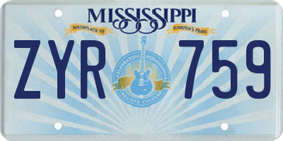 MS license plate ZYR759