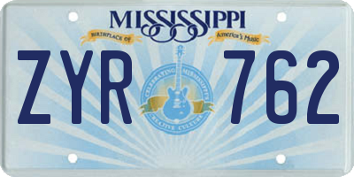 MS license plate ZYR762