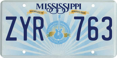 MS license plate ZYR763