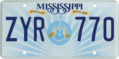 MS license plate ZYR770