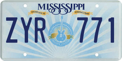 MS license plate ZYR771