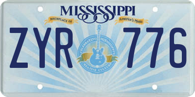 MS license plate ZYR776