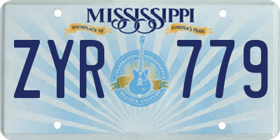 MS license plate ZYR779