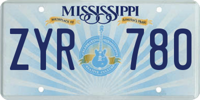 MS license plate ZYR780