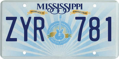 MS license plate ZYR781