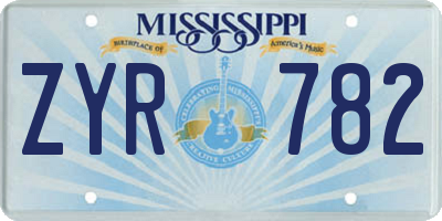 MS license plate ZYR782