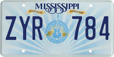 MS license plate ZYR784