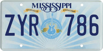 MS license plate ZYR786