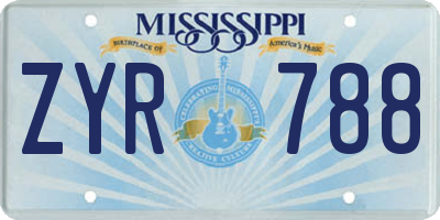 MS license plate ZYR788