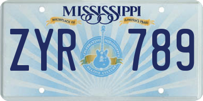 MS license plate ZYR789