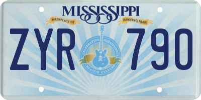 MS license plate ZYR790