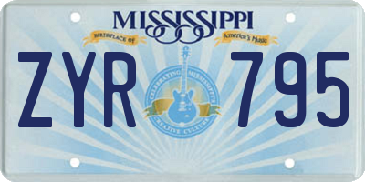 MS license plate ZYR795