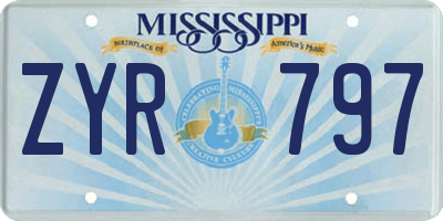 MS license plate ZYR797