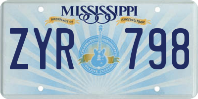 MS license plate ZYR798